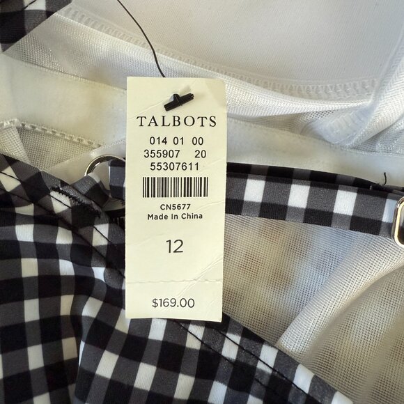 Talbots Miraclesuit black white checkered lightly padded one piece swimsuit 12 - Picture 11 of 12
